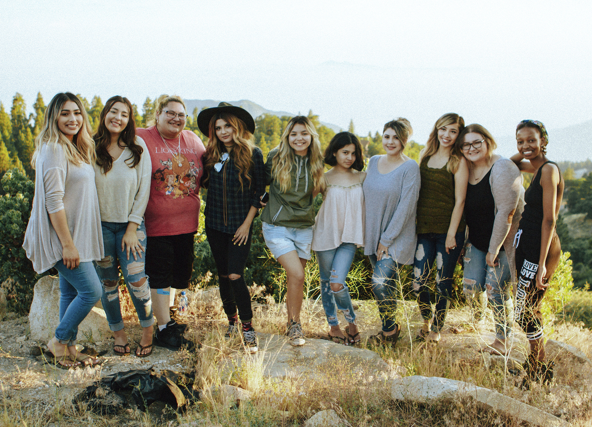Group of happy people at an outdoor retreat